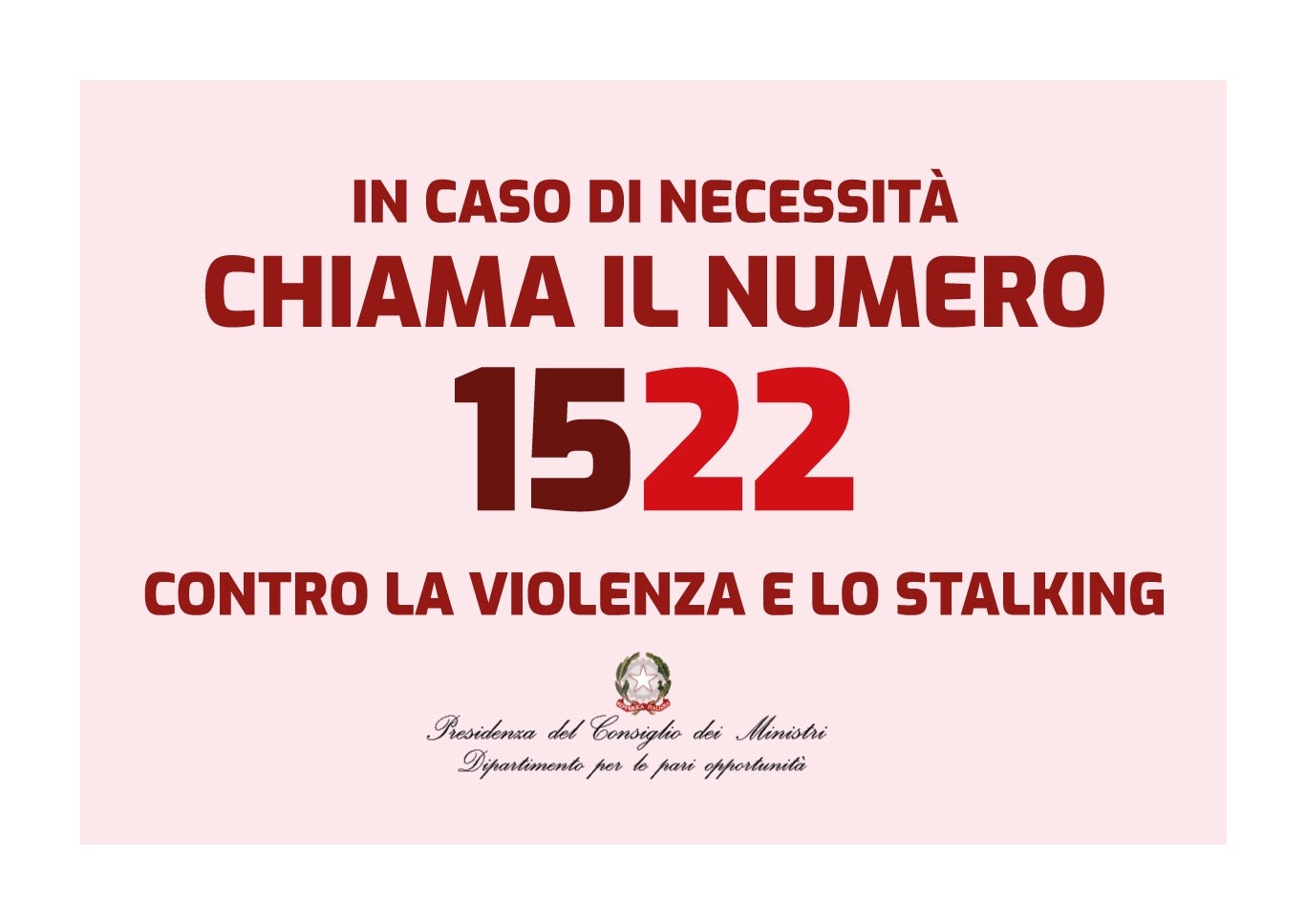 Avviso numero verde per vittime di violenza e stalking